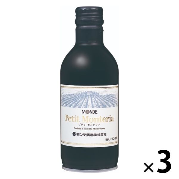 チリ プティモンテリア ルージュ 赤ワイン やや重口 300ml 1セット（1本×3） モンデ酒造　缶ワイン　行楽　小容量