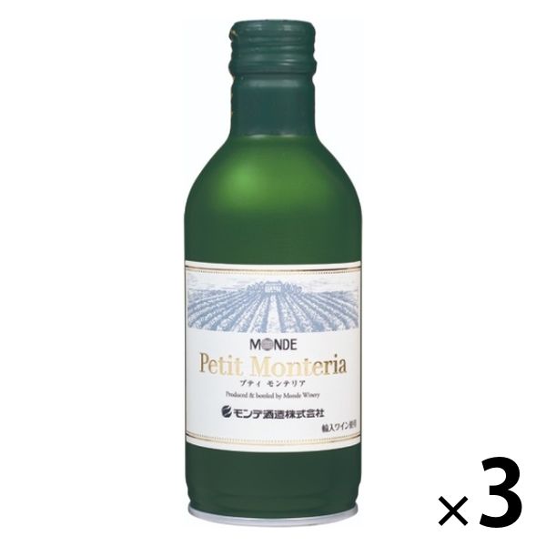 チリ プティモンテリア ブラン 白ワイン やや辛口 300ml 1セット（1本×3） モンデ酒造　缶ワイン　行楽　小容量