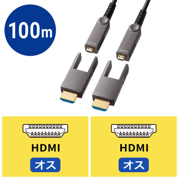 サンワサプライ  4K60Hz対応光ファイバHDMIケーブル（100m） KM-HD20-PFBAD100（直送品）