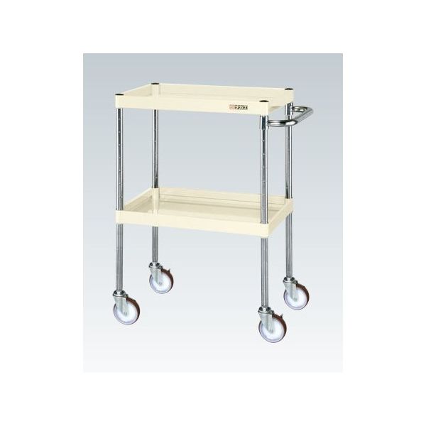 サカエ CSパールワゴン(中量タイプ/均等耐荷重100kg/ゴム車/H880mm/2段/移動式) CSPー7582I 1台（直送品）