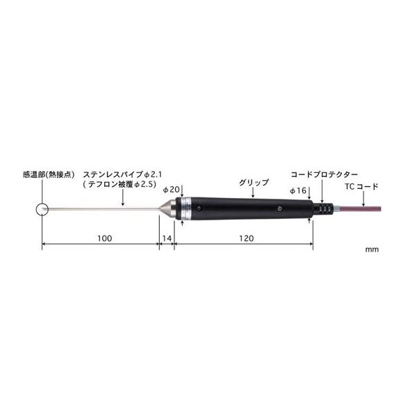 高精度 半固形物・液体一般用温度センサ テフロンコーティングφ2.5mmパイプ長 BSMシリーズ BSM-22E-010-TC1-ASP（直送品）