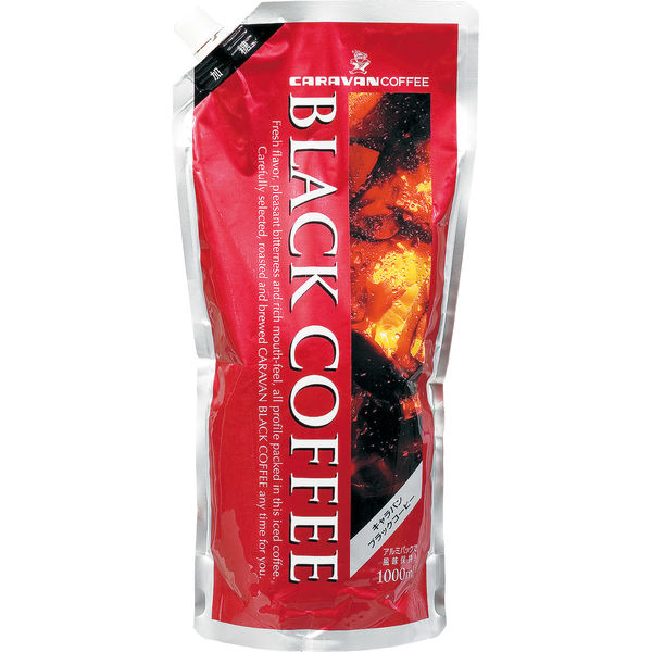 ユニマットキャラバン ブラックコーヒー(加糖)栓付 1L CRブラックコーヒー(加糖)栓付 1箱(12本)（直送品）