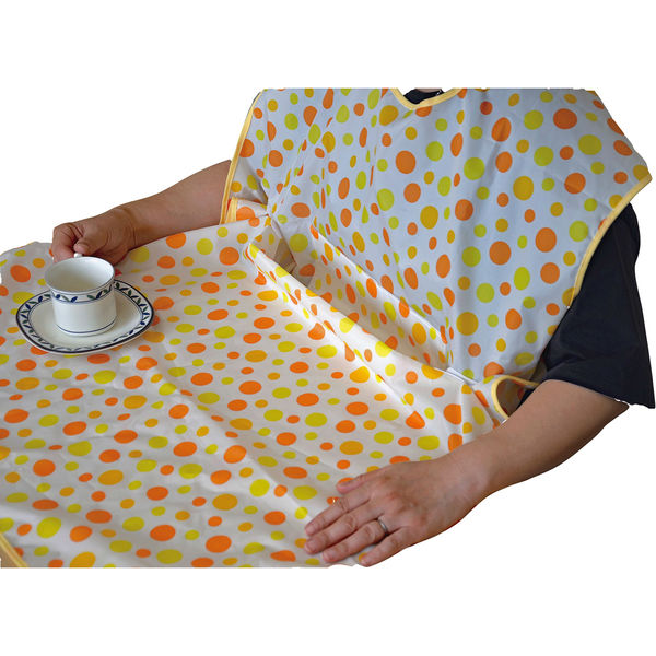 アルファメディカル 食事用エプロン(水玉模様)SP 25367501 水玉模様(オレンジ) SP(74X87CM) 1枚（直送品）
