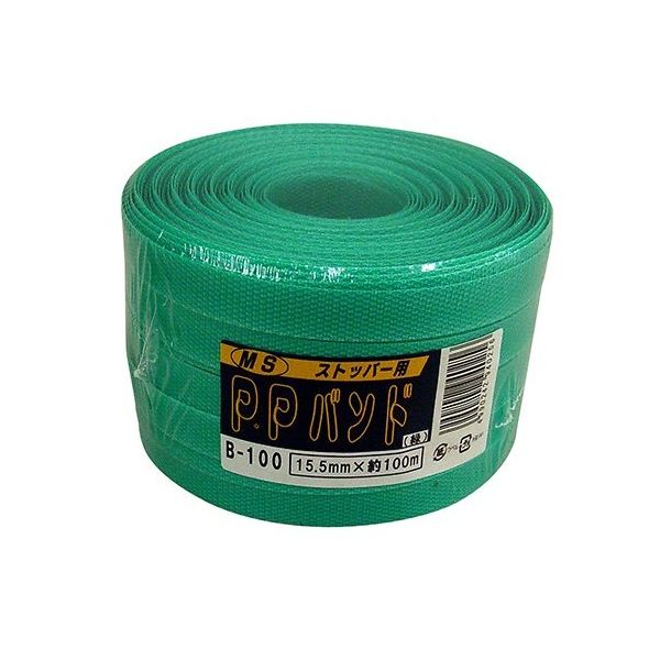 宮島化学工業 ストッパー用 PPバンド 緑 15.5mm×100m B100G 1巻 63-7918-57（直送品）