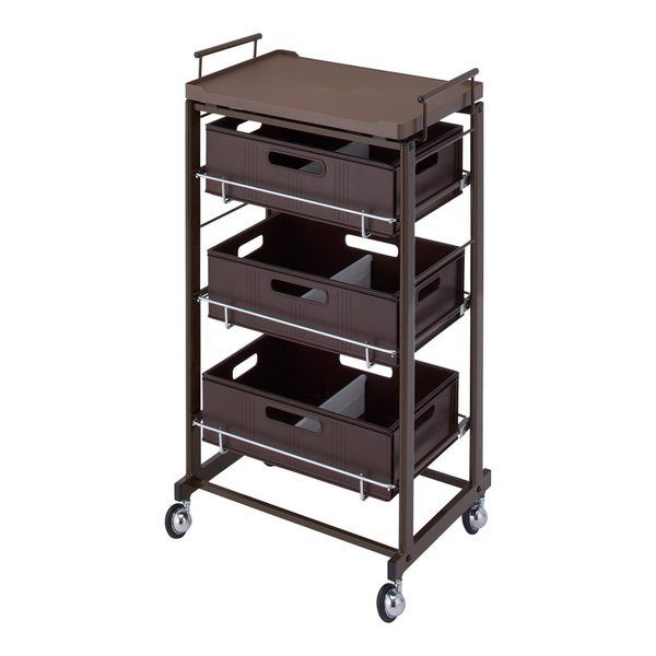 西村製作所 ストッカーワゴン(Cー355) 480×350×870mm ブラウン 66-0014-30 1台（直送品）