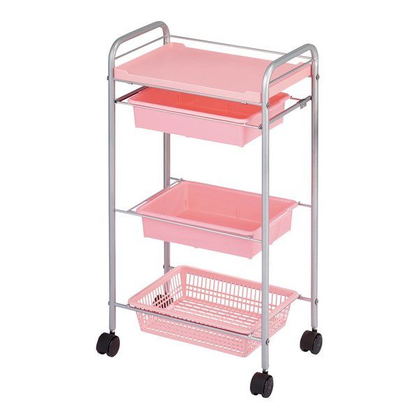 西村製作所 スタンダードワゴン(Cー212) 485×300×865mm ピンク 66-0014-33 1台（直送品）