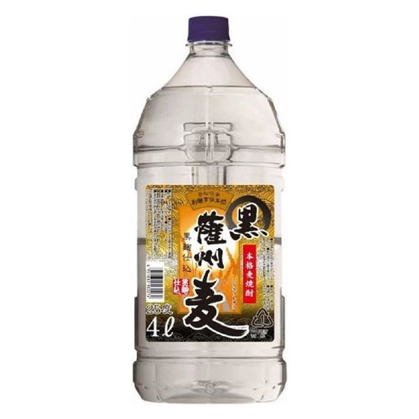 若松酒造 黒薩州麦 25度 4000ml 1本 焼酎 麦 - アスクル