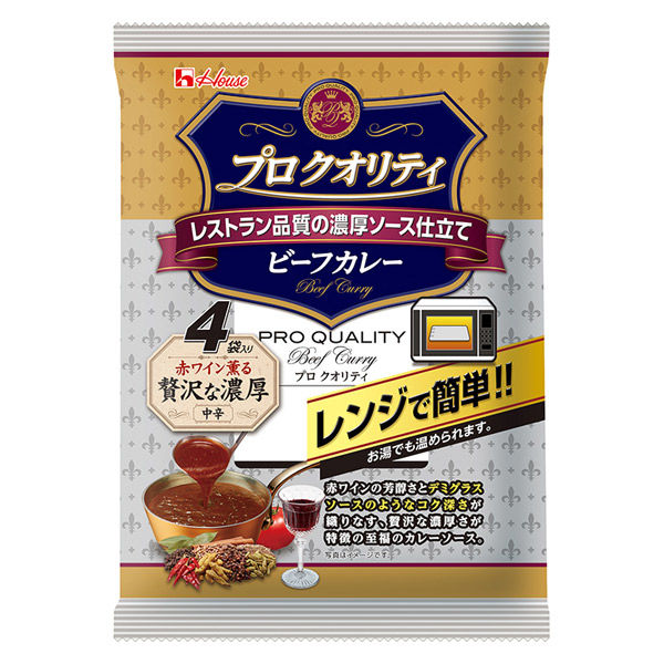 ハウス食品　プロクオリティ　ビーフカレー　贅沢な濃厚（4袋入）　1個 レンジ対応