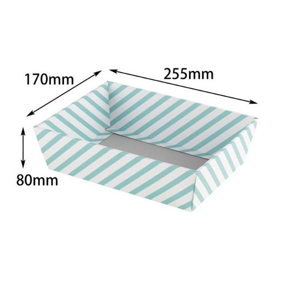 ヤマニパッケージ 贈答箱 ギフトトレー Yストライプ L ミントブルー 100枚 EE-417 1ケース(100枚) 67-7141-18（直送品）