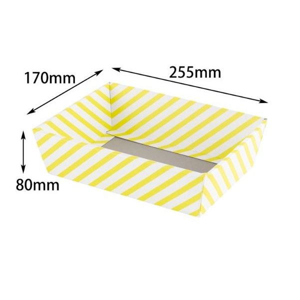 ヤマニパッケージ 贈答箱 ギフトトレー Yストライプ L イエロー 100枚 EE-418 1ケース(100枚) 67-7141-19（直送品）