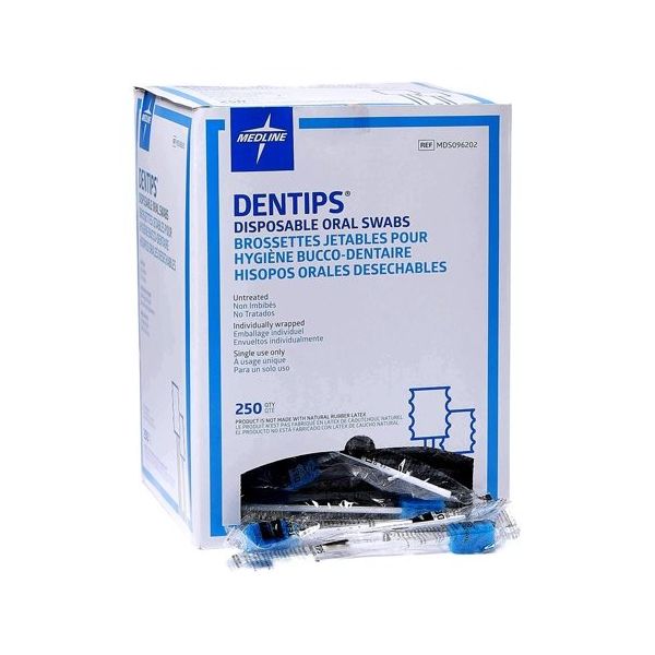 【口腔ケアスポンジ】 スポンジブラシ デンティップスブルー 250本入 67-6609-81 1箱(250本) アズワン（直送品）