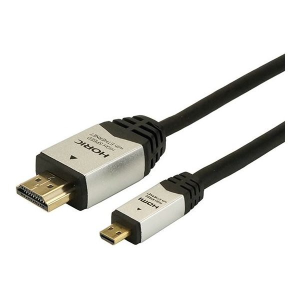 ホーリック HDMIマイクロケーブル 2.0m シルバー タイプAオスータイプDオス HDM20-040MCS 1個 64-6229-55（直送品）