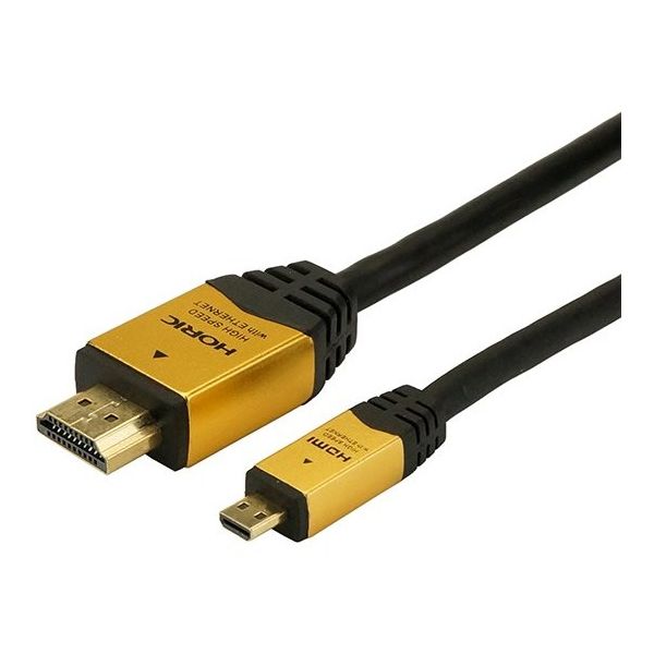 ホーリック HDMIマイクロケーブル 2.0m ゴールド タイプAオスータイプDオス HDM20-017MCG 1個 64-6229-76（直送品）
