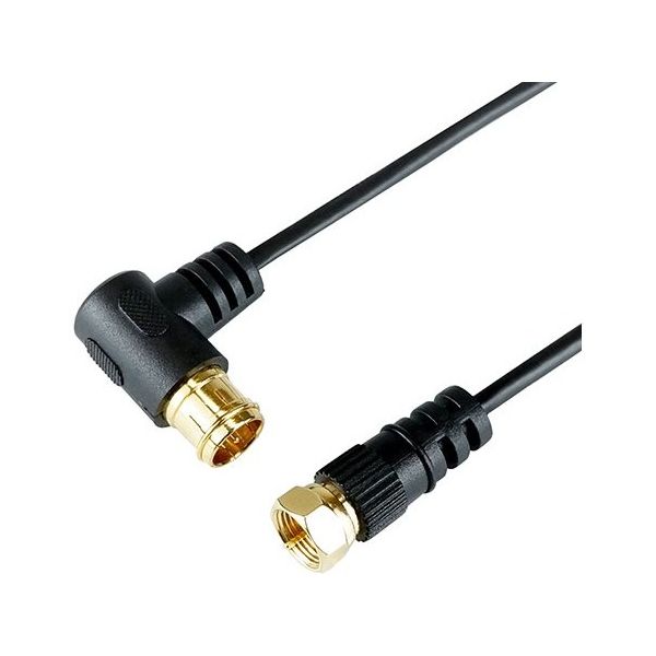 ホーリック 極細アンテナケーブル 2m ブラック L字差込式/ネジ式コネクタ HAT20-251LSBK 1個 64-6230-39（直送品）