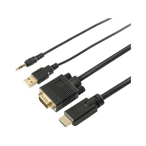 ホーリック VGA→HDMI変換ケーブル 2m VGHD20-030BK 1個 64-6230-50（直送品）