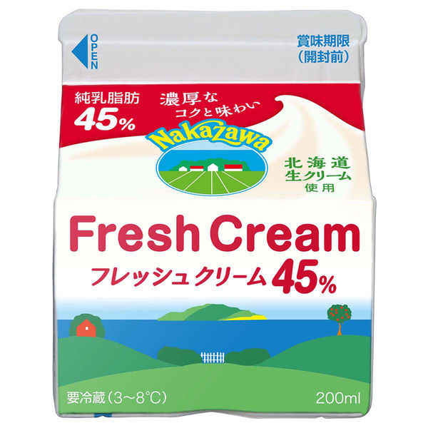 中沢乳業(株)(旧フーズ) [冷蔵] 中沢 フレッシュクリーム45% 200ml×3個 4902108100209 1セット(3個)（直送品）