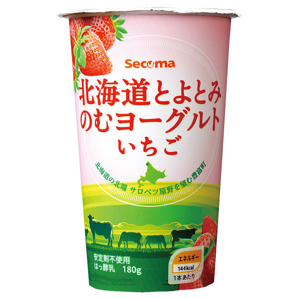 セコマ [冷蔵] 北海道とよとみのむヨーグルトいちご 180g×3本 4985908338744 1セット(3本)（直送品）