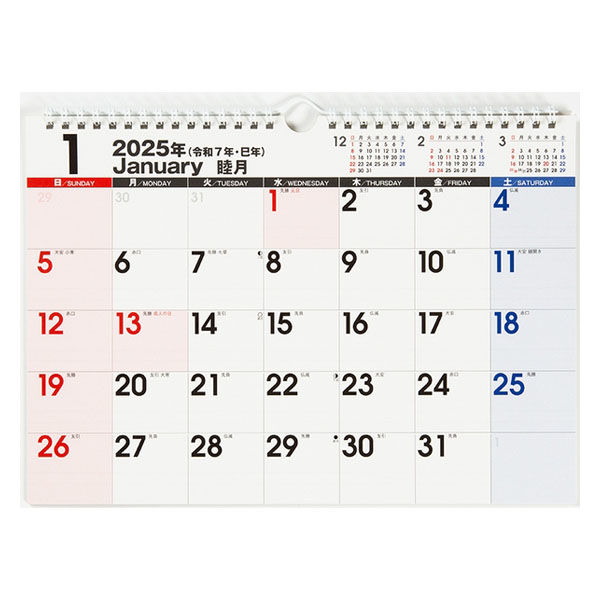 高橋書店 【2025年版】エコカレンダー壁掛 A4 E62 1セット(1冊×2)（直送品）