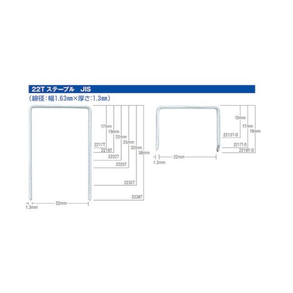 マックス MAX Tステープル 肩幅22mm 長さ19mm 5600本入り 2219T(A1) 1セット(22400本:5600本×4箱)（直送品）