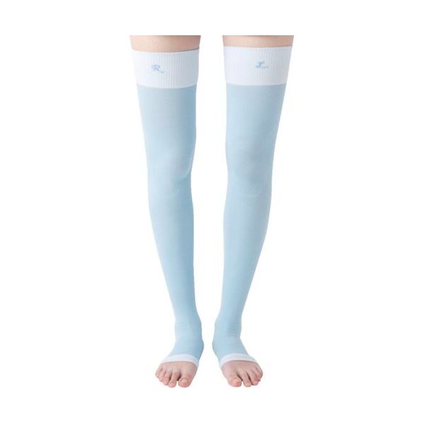 岡本 オカモト 靴下サプリ ひんやり寝ながらロングうずまいて血行を促すソックス23ー25サックス 638-992E-24-64 1足（直送品）