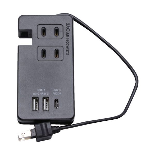 STARLIGHT モバイルUSBポート付タップ3個口TypeーA2ポート2.4ATypeーCPD20W SK-3AC3USBPDBA 1個（直送品）