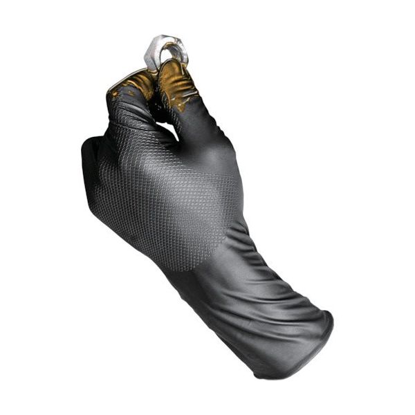 原田産業 ハラダ グリッパーズグローブ ロング 厚手 ブラック XL(50枚入) 37002-035 1箱(50枚) 558-0916（直送品）