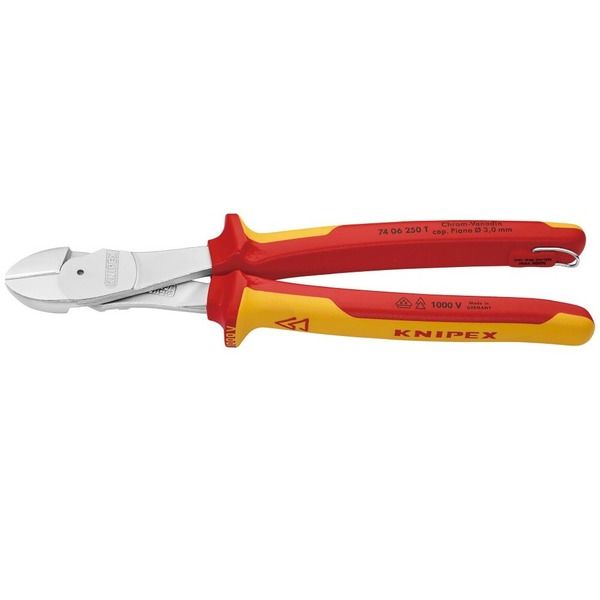 KNIPEX クニペックス 絶縁強力斜ニッパー 落下防止 7406ー250TBK