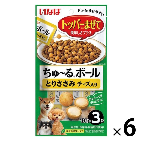 アウトレット】いなば ちゅ～るボール とりささみ チーズ入り（10g×3袋）6袋 ドッグフード 犬用 おやつ - アスクル