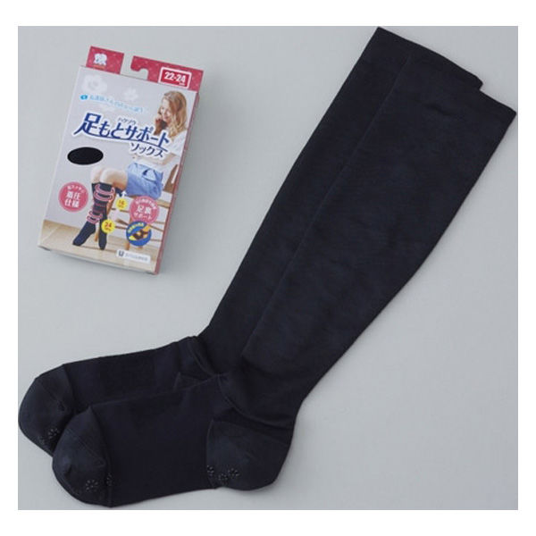 ハクゾウメディカル ハクゾウ足もとサポートソックス(M) 3000092(ブラック) 3000092 1箱(50足入)（直送品）