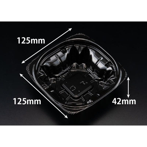 リスパック サラダ容器 バイオ ハクリア 13-42B 黒 PBPP131 1パック(50点)（直送品）