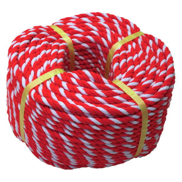 名古屋製綱 アクリル紅白ロープ 10mm×100m 1巻（直送品） - アスクル