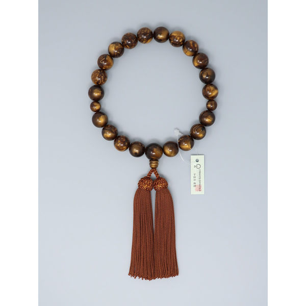 神戸珠数店 P虎眼石 片手20玉 共仕立 人絹頭房茶 CA-051 1個（直送品）