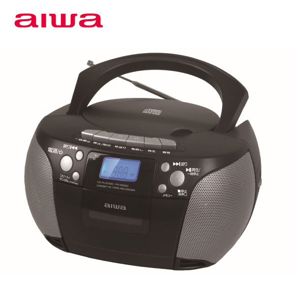 aiwa（アイワ） CDラジカセ ステレオスピーカー AM/FM（ワイドFM対応） GAA4-CRC0001（BK） 1台 - アスクル