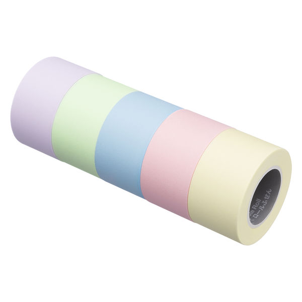アスクル はたらく ロールふせん 25mm×10m巻 パステルカラーアソート 5色入 1セット(25巻:5巻入×5パック) ロール付箋 オリジナル