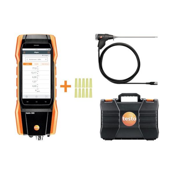 TESTO スマート排ガス計 300 O2，COH2補償付き，300MMプローブセット TESTO300O2COH2_300MM_SET（直送品）