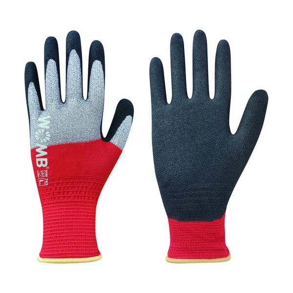 東和コーポレーション トワロン 天然ゴム背抜き手袋 WOMBーMF2高視認 レッド L 743-L 1双 558-4076（直送品）