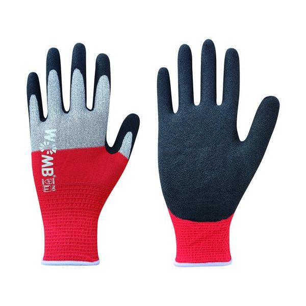 東和コーポレーション トワロン 天然ゴム背抜き手袋 WOMBーMF2高視認 レッド LL 743-LL 1双 558-4079（直送品）