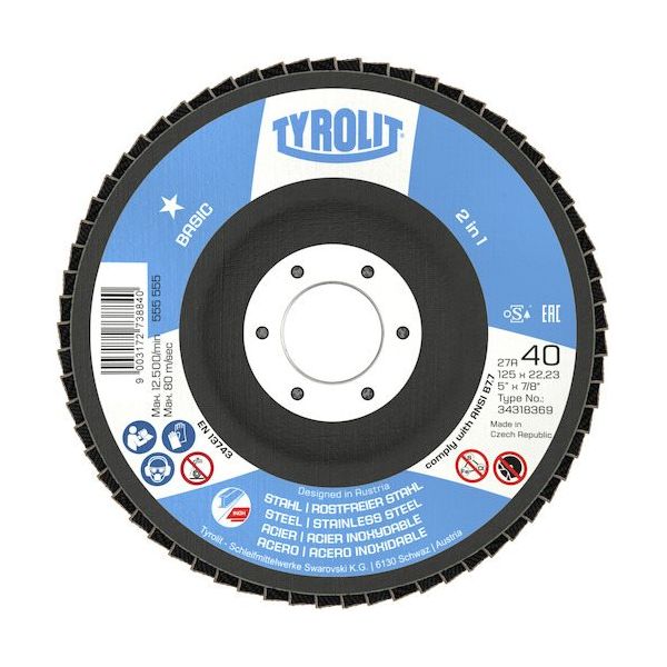 Tyrolit フラップディスク ベーシックタイプ 125mm #120 34318558 1セット(10枚) 560-2633（直送品）