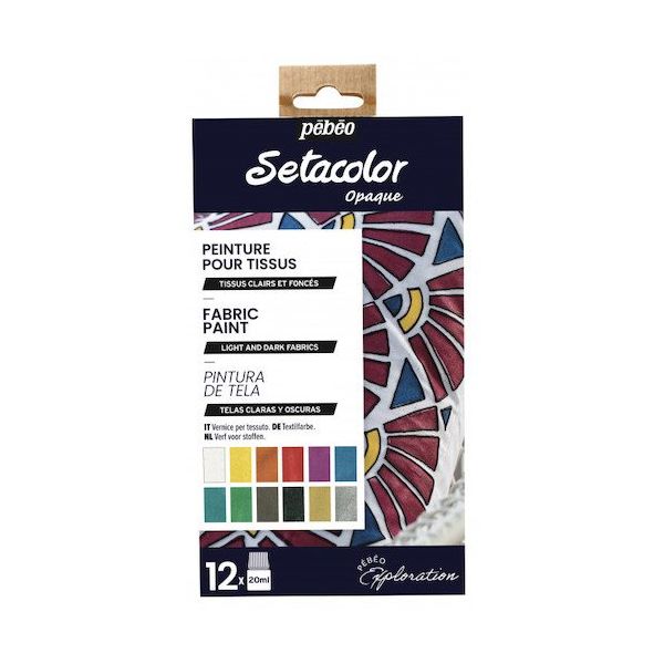 ペベオ・ジャポン ペベオ 布用水性アクリル絵具セタカラーシマー色(不透明光沢色) 12色x20mlディスカバリーセット 757481 1本（直送品）