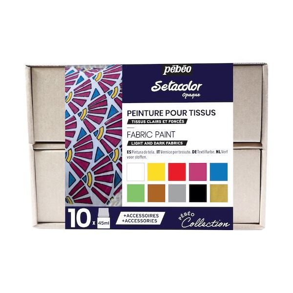 ペベオ・ジャポン ペベオ 布用水性アクリル絵具セタカラー不透明色アトリエコレクション 10色x45ml+アクセサリー 758481 1本（直送品）