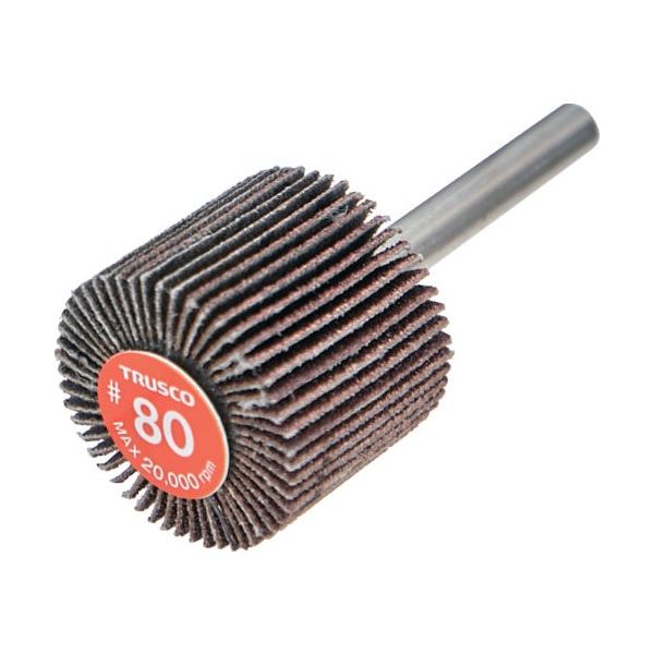 TRUSCO エコノミーフラップホイール 軸径6mm 外径30X幅25X軸長35 #80(5個入) EF3025-80 1箱(5個)（直送品）