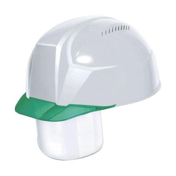 DIC 超軽量 透明バイザーヘルメット(シールド面付) AA23ーCSV KP 白/グリーン AA23-CSV-HA8-KP-W/G 1個（直送品）