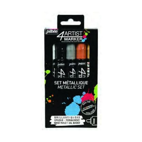 ペベオ・ジャポン ペベオ 4アーティスト マーカー メタリック5色セット(4mm) 580892 1個 528-7708（直送品）