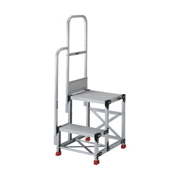 TRUSCO アルミ製作業用踏台 2段 高さ0.7m 天板寸法800×400 段高350mm 階段片手すり付き TSF-287-TK350（直送品）