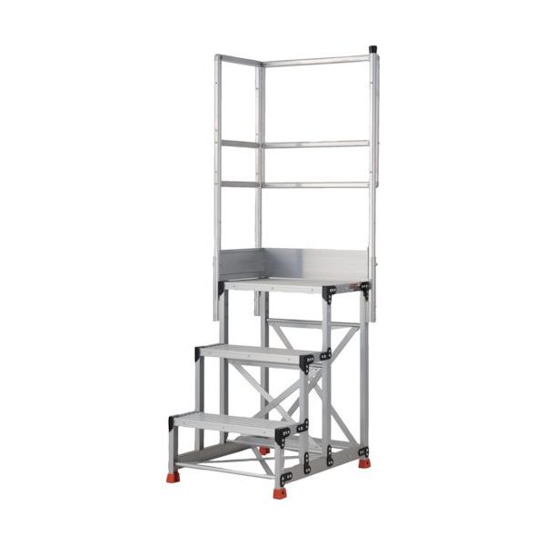 TRUSCO アルミ製作業用踏台 3段 高さ0.9m 天板寸法600×400 段高300mm 天場二方手すり付き TSF-369-TL300（直送品）