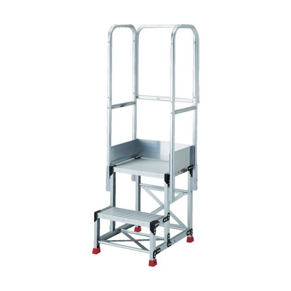 TRUSCO アルミ製作業用踏台 2段 高さ0.5m 天板寸法500×400 段高250mm 天場三方手すり付き TSF-255-TS250（直送品）