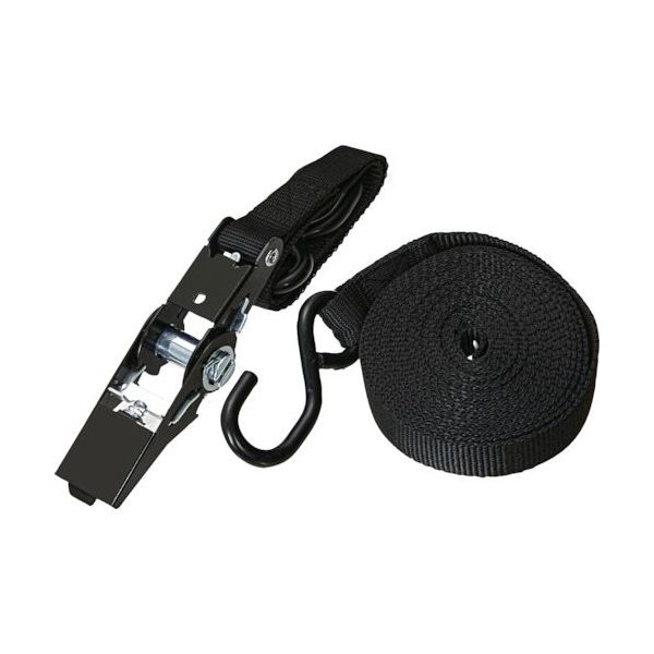 トラスコ中山 TRUSCO 簡易結束ベルト 25mmX5m ダブルフックタイプ 黒(ラチェット機能あり) TSB-255F-BK 1本（直送品）