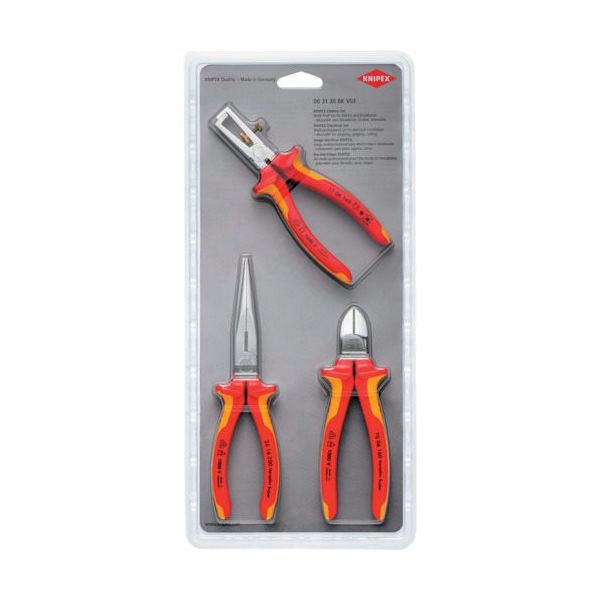 KNIPEX 絶縁工具3点セット(ワイヤーストリッパー・ニッパー・ペンチ) 003130BKV03 1セット(3丁) 553-6174（直送品）