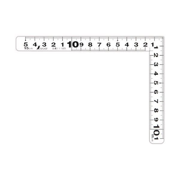 シンワ測定 シンワ 曲尺平ぴた ホワイト 15×11cm 表裏同目 11189 1本 566-1898（直送品）