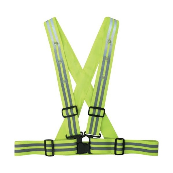 喜多 LEDストレッチ安全ベルト(4.8cm幅) No6100 ライム フリー NO6100-LIM-F 1着 585-1659（直送品）